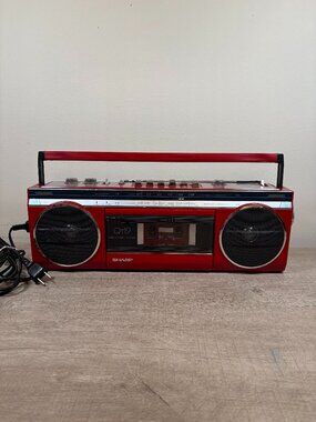 Rare Vintage Sharp QT-12 Red Portable Stereo Radio Cassette BoomBox Japan